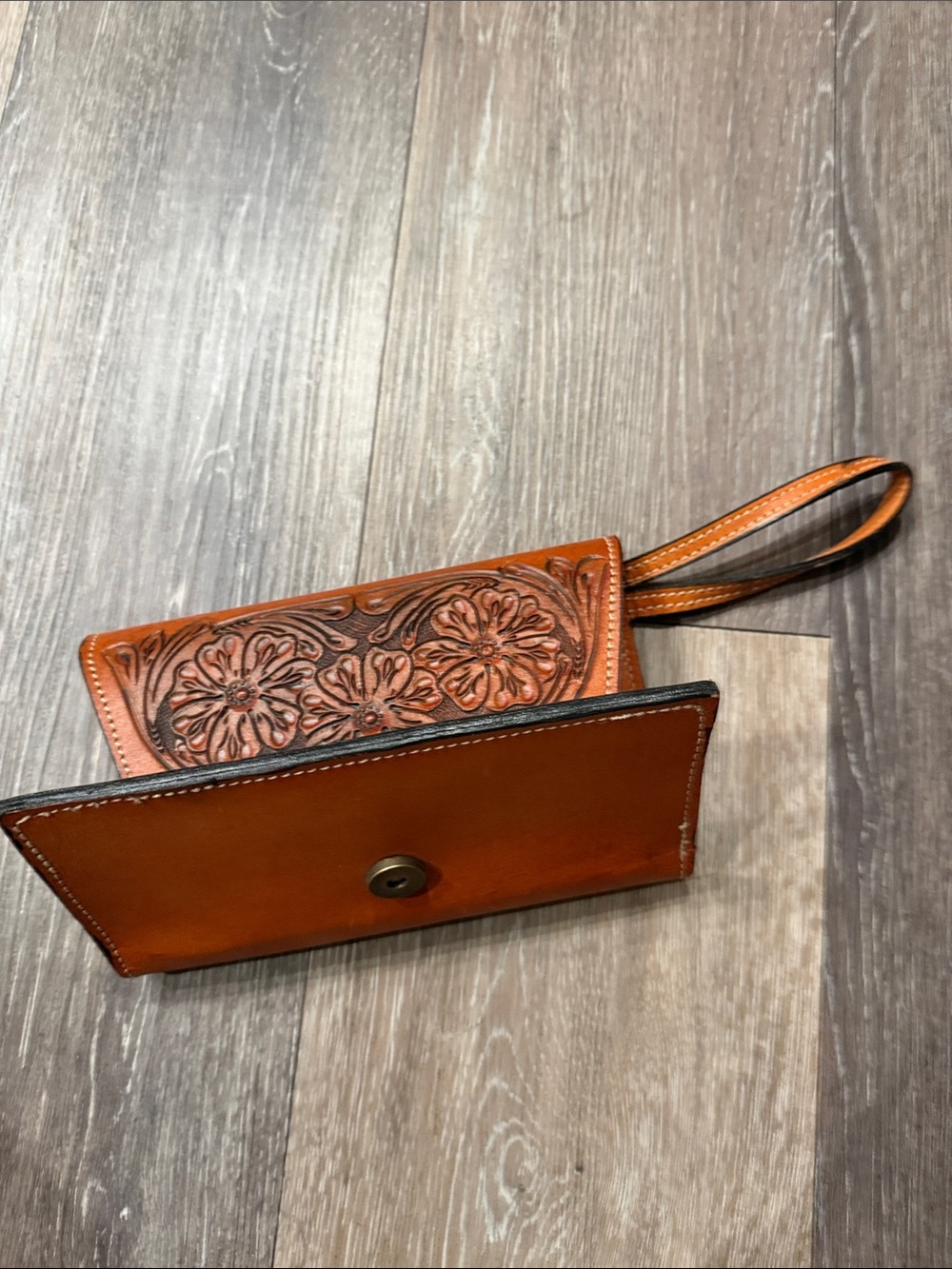 Embossed Floral Leather Clutch Wallet Mexican - Picture 11 of 13